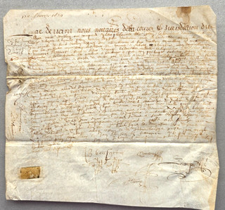 VERTITABLE PARCHEMIN ANCIEN 12 FEVRIER 1629 / 26X24 CM / BRETAGNE