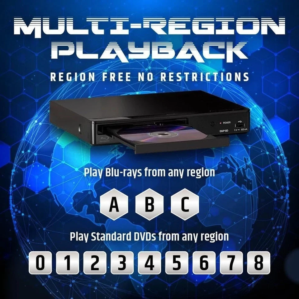 Panasonic DMP-BD Region Free Blu-ray Player Multi Region Code Free (ABC) (0-8) - Bild 3 von 4