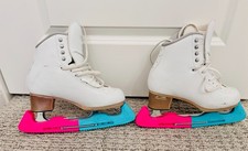 Jackson Elle Figure Skates 2130 Women’s Size 5R White + Blade Guards