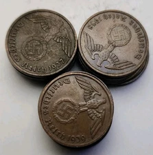 [ 1 Coin ] Germany WWII 2 Reichspfennig Bronze Coin 1937-1939 Nazi Third Reich