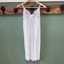 Victoria's Secret White Polka Dot Lace Slip Dress Lingerie Camisole Nightgown L