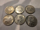 1964 Kennedy Half Dollar Coins, Lot of 6, U.S. 90% Silver