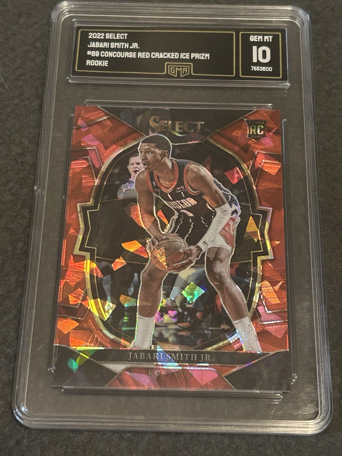 2022-23 Panini Select - Concourse Jabari Smith Jr. #69 Red Cracked Ice Prizm...