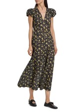 Doen Women's Rosalinda Noir Winding Blossom Floral Printed Maxi Gown Dress XS