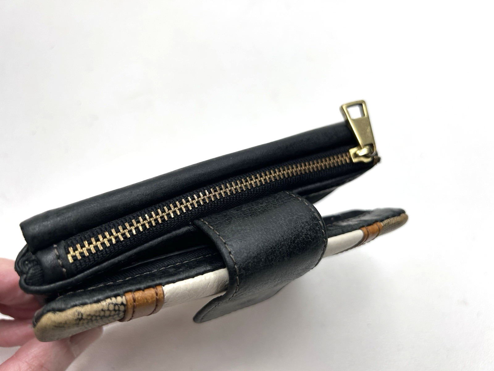 FOSSIL Ellis Multi Black Patchwork Brown Cream Wo… - image 3