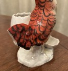 Vintage Red Rooster w Egg Cup On Side Porcelain Floral Broken Tail Tip — photo 7