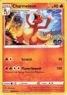 Charmeleon Uncommon Pokemon GO 009/078 NM