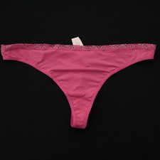 NEW Victoria's Secret VTG Y2K Silky Smooth Floral Trim Thong Panty LARGE