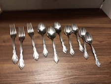 Rogers AUBERGE Stanley Roberts Stainless Spoons Forks  10 Pc Lot 