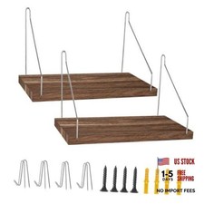 Fabric Wall Cubicle Shelf with Hooks for Work Decor, 11.8''x6'' Wooden 2 Pack