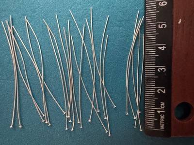 Two dozens of sterling silver flat head Pins, 24 pieces, 24 ga wire, 50mm
