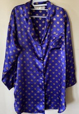 VINTAGE 90s VICTORIA'S SECRET GOLD LABEL Purple Floral Satin Sleep Shirt M
