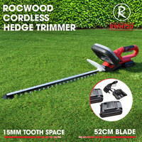 Cordless Hedge Trimmer Cutter Electric 20V 52cm RocwooD Batteries And Charger