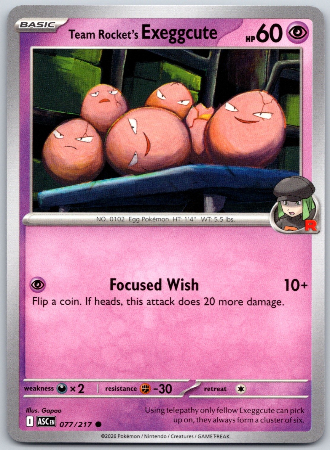 Team Rocket's exeggcute Normal Common ME: Ascended Heroes 077/217 NM