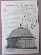 1919 Article Farm Building Ideas* Round Horse Barn Construction Layout Clay Tile