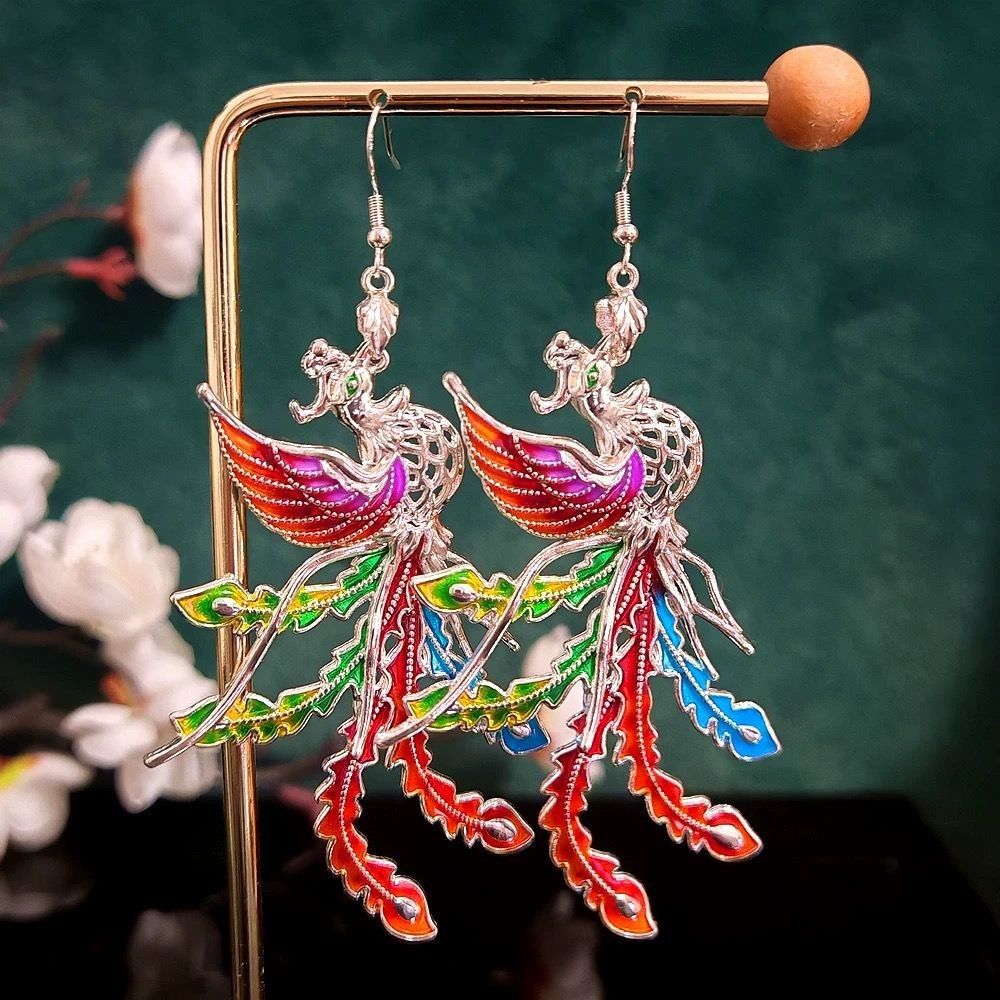 Chinese Style Phoenix Earrings Vintage Hanfu Jewelry For Women