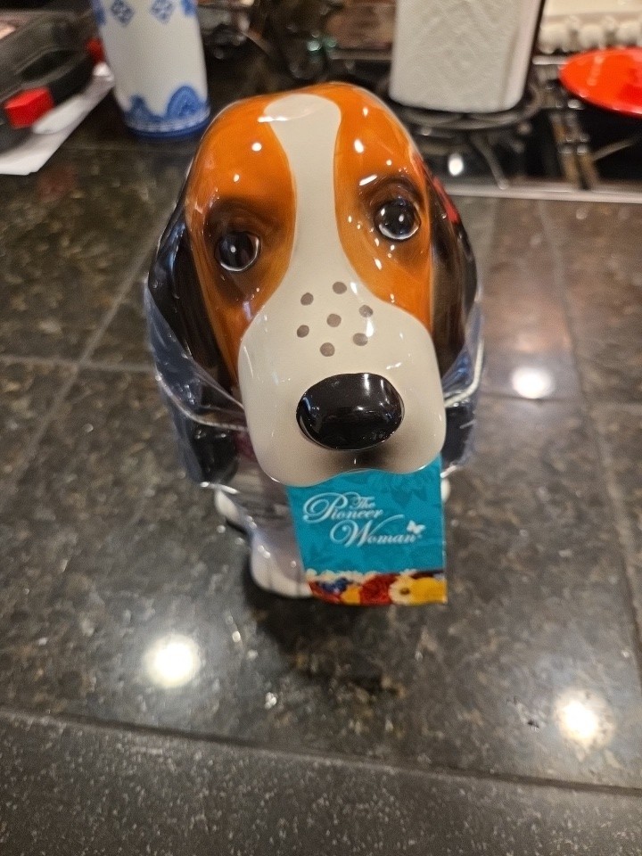 Pioneer Woman Dog Henry Candy Jar Canister NEW 7.75” Red Kerchief Collar Puppy