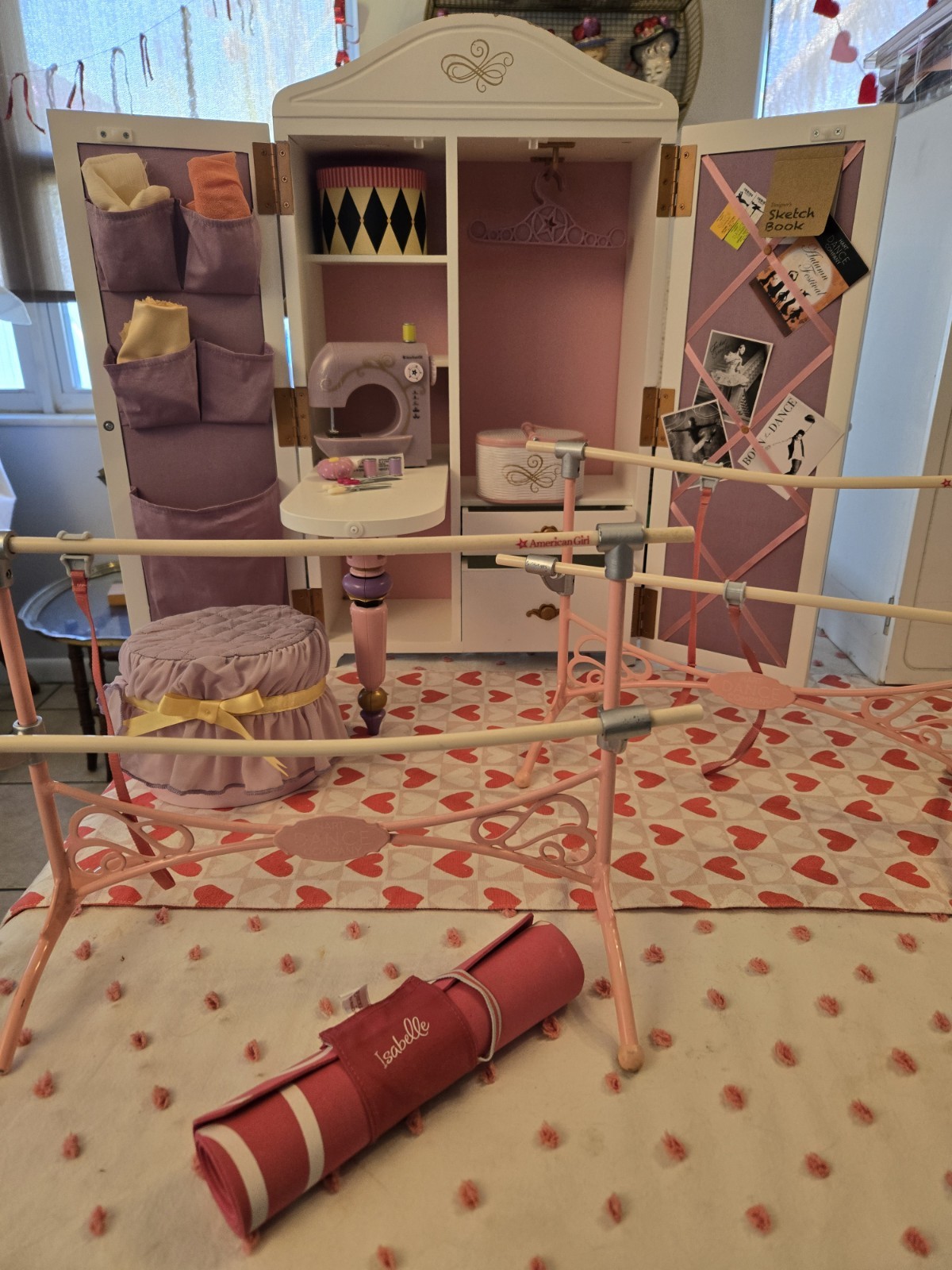 American Girl Isabelle Hart Dance Studio Ballet Barres Yoga Mat Pre Loved