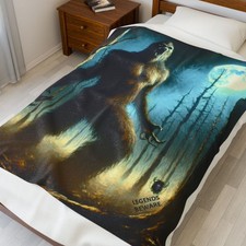 Plush Blanket, Bigfoot Calls Out, Soft Cozy Throw, Sasquatch Lover Gift, Warm