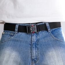 Tactical Quick-Release Black Belt black nylon belt red pin, NEW