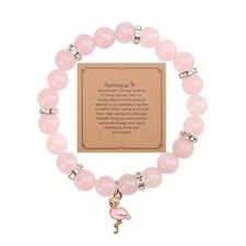 Flamingo Stone Beaded Bracelet with Pendant T...