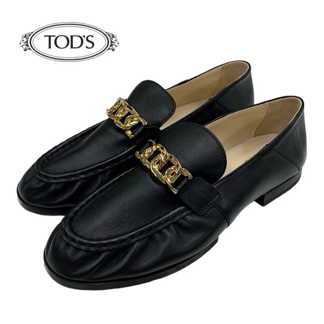 TOD’S Mocassini Tod's scarpe pelle scarpe basse catene nero oro usati TIEE 0