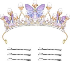 Butterfly Crown for Girls, Princess Purple Crown Exquisite Princess Tiara with