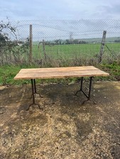 Tavolo vintage a trecce con piano fatto a mano