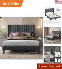 Durable Full Bed Frame with Slatted Support and Under-Bed Space - Easy Assembly