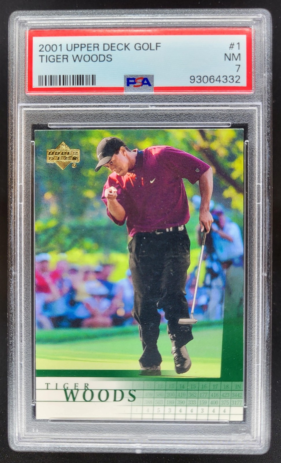 2001 Upper Deck Tiger Woods #1 RC PSA 7 AL8