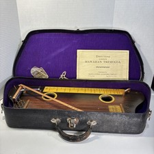 Vintage Tremoloa Zither Hawaiian Slide W/ Original Case, Keypick, and Directions