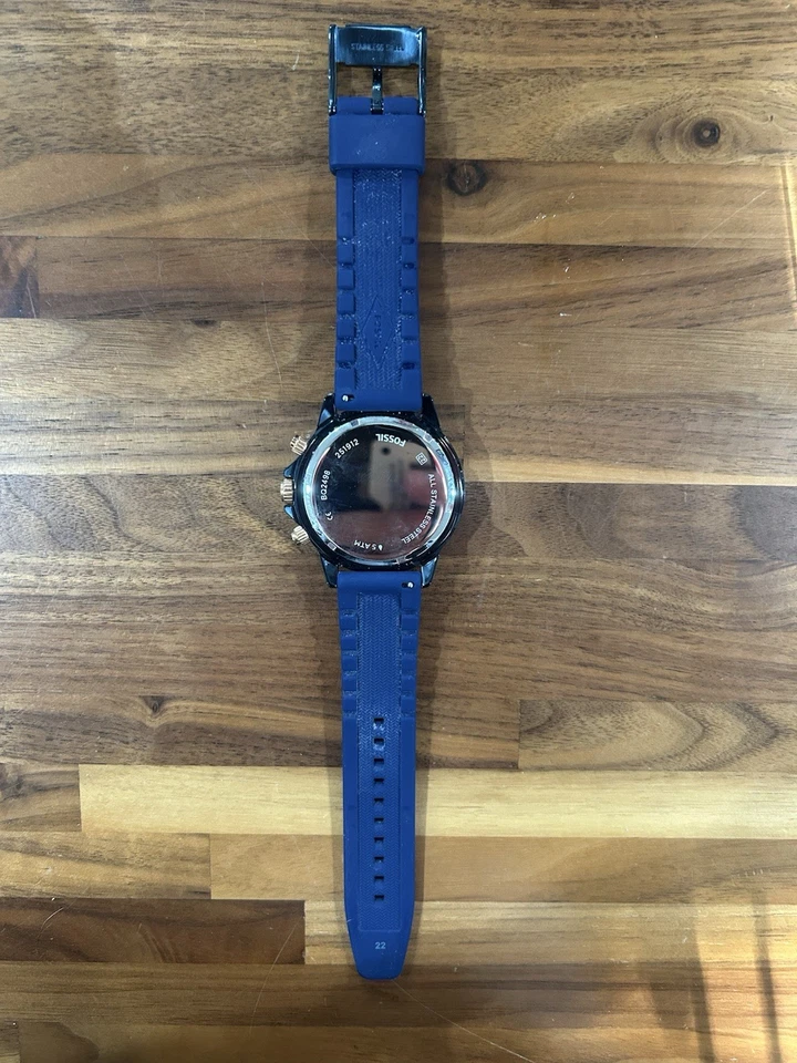 Синие силиконовые часы Fossil BQ2498 Bannon — 45 мм — нуждаются в аккумуляторе - Изображение 3 из 4