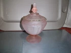 Vintage Anchor Hocking Hand Painted Pink 8.5" Candy Dish with Lid (No Candy)