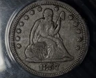 1857 Seated Liberty Quarter 25c - ANACS VF25 - Great Example For The Grade!