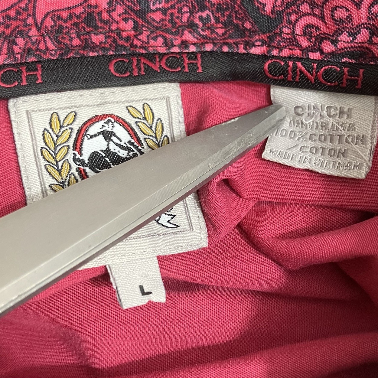 Cinch Men's Solid Maroon Wine Button-Down Shirt S… - image 8