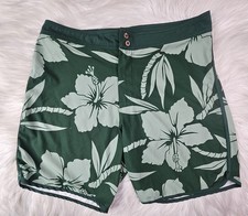 Mens FAVANT Hawaii Hawaiian Board Shorts SZ 36 Button zip Green