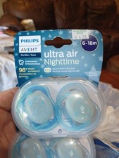 Philips AVENT Ultra Air Nighttime, 6-18 Months Pacifier, Blue, Pack of 4