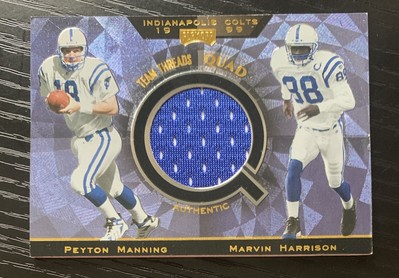 1999 Playoff Absolute Peyton Manning, Marvin Harrison Team Threads Quads TQ19