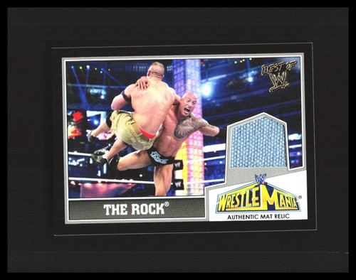 The Rock card from 2013 Topps Best of WWE Wrestlemania 29 Mat Relics