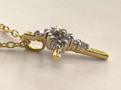 14K Yellow Gold Diamond 3D Cross Pendant Chain Necklace - Picture 4 of 8