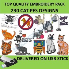 Katzen 230 PES Designs auf USB Maschine Stickdateien zum Sticken