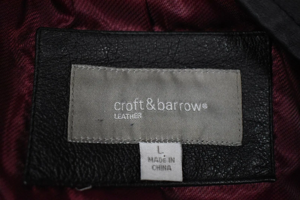 Croft&Barrow Large Women's Leather Jacket Hoodie Large Full Zip Coat Black - Image 3 of 4