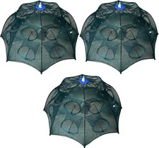 Set 3 Nasse 16 Fori Pesca Granchi Blu Seppie Gamberi Pesci Trappola Rete