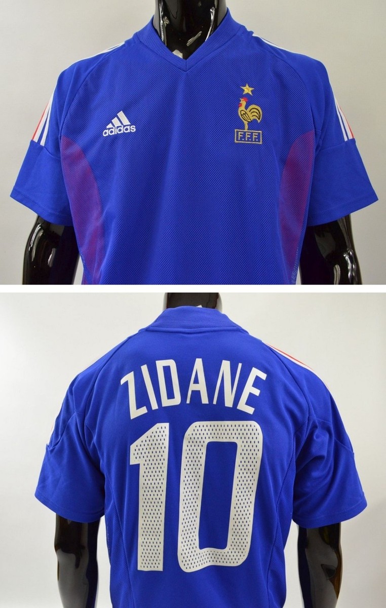 2002-04 adidas France Home Football Shirt Zidane #10 SIZE M