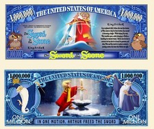THE SWORD IN THE STONE CARTOON DOLLAR BILL (2 Bills)