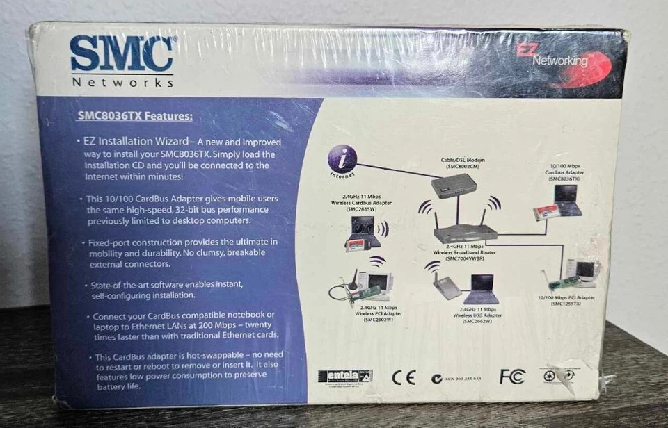 SMC Ez Card 10/100 Mbps Cardbus Adapter SMC8036TX NEW SEALED - Image 3 of 4
