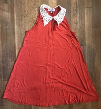 Asos Petites Orange Sleeveless Dress Lacy Neck Keyhole Flare Soft Smooth Sz 6