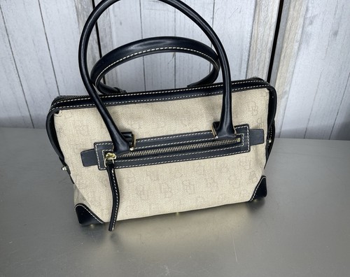 Dooney and Bourke Anniversary Signature Fabric Leather Satchel Handbag Black - Picture 4 of 11