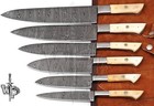 WP-Knives Custom Handmade Damascus Steel Splendid Kitchen Set Knives Lots of 6