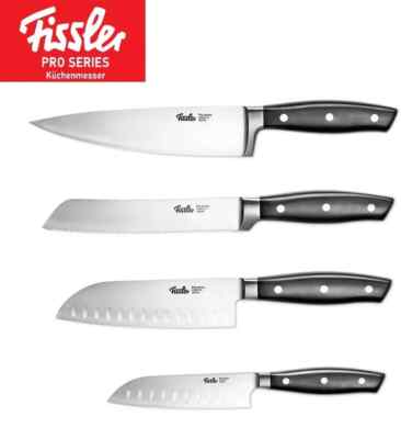 FISSLER Profi Messerset 4 TLG - 1 Kochmesser + 1 Brotmesser + 2 Santoku Messer